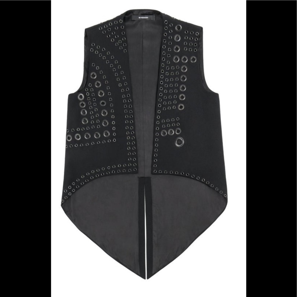 Givenchy Black Sleeveless Gunmetal Grommet Vest